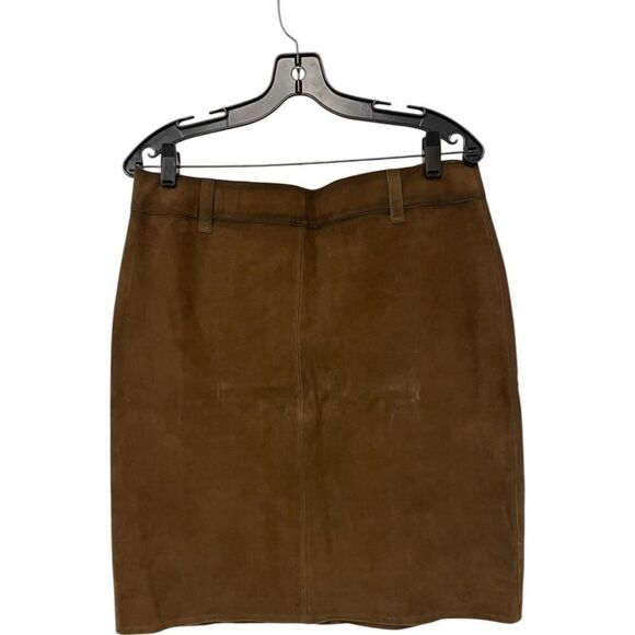 Massimo Dutti Womens Straight Skirt L Large Brown Suede Goatskin 5319/849 NWT - Picture 2 of 13
